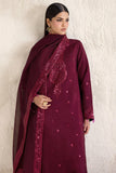 Farasha Embroidered Luxury Korean Raw Silk Unstitched 3Pc Suit - Fuchsia Glow