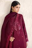 Farasha Embroidered Luxury Korean Raw Silk Unstitched 3Pc Suit - Fuchsia Glow