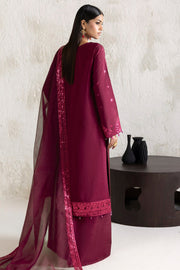 Farasha Embroidered Luxury Korean Raw Silk Unstitched 3Pc Suit - Fuchsia Glow