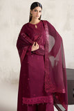 Farasha Embroidered Luxury Korean Raw Silk Unstitched 3Pc Suit - Fuchsia Glow