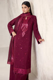 Farasha Embroidered Luxury Korean Raw Silk Unstitched 3Pc Suit - Fuchsia Glow