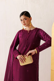Farasha Veira Embroidered Raw Silk Unstitched 3Pc Suit D-05 Fuchsia Majeste