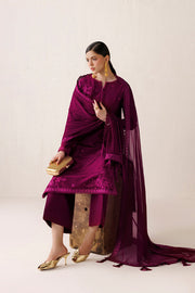 Farasha Veira Embroidered Raw Silk Unstitched 3Pc Suit D-05 Fuchsia Majeste