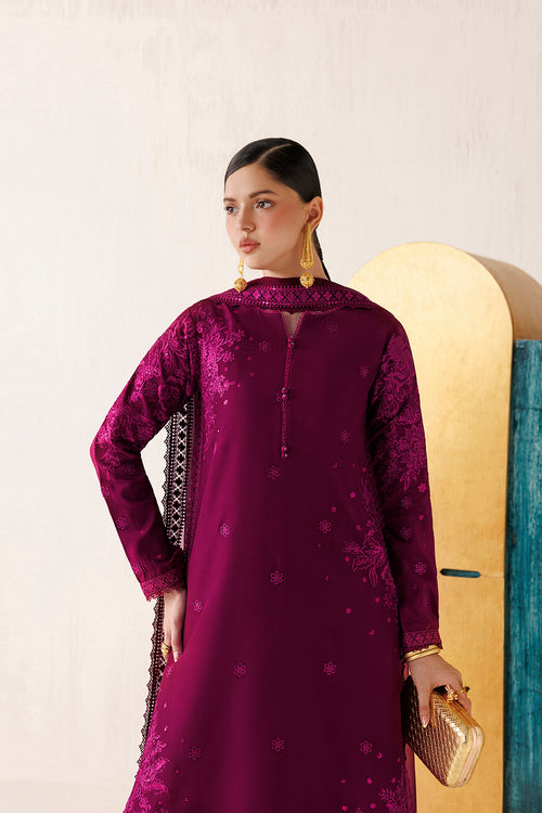 Farasha Veira Embroidered Raw Silk Unstitched 3Pc Suit D-05 Fuchsia Majeste