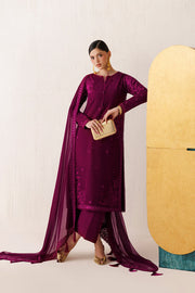 Farasha Veira Embroidered Raw Silk Unstitched 3Pc Suit D-05 Fuchsia Majeste