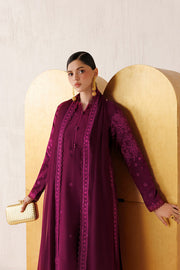 Farasha Veira Embroidered Raw Silk Unstitched 3Pc Suit D-05 Fuchsia Majeste