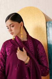 Farasha Veira Embroidered Raw Silk Unstitched 3Pc Suit D-05 Fuchsia Majeste
