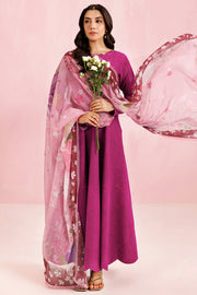 Farasha Summer Essentials Embroidered Lawn Unstitched 3Pc Suit - Fuchsia Rose
