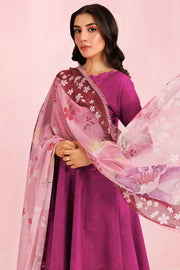 Farasha Summer Essentials Embroidered Lawn Unstitched 3Pc Suit - Fuchsia Rose