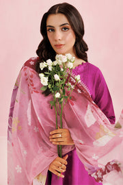 Farasha Summer Essentials Embroidered Lawn Unstitched 3Pc Suit - Fuchsia Rose