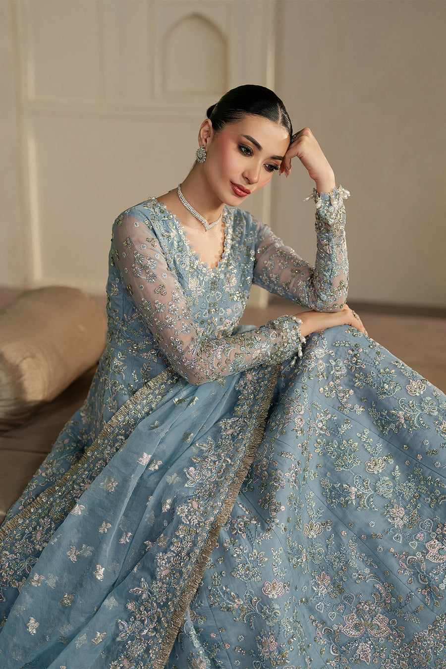 Ayzel Pehli Nazar Embroidered Organza Unstitched 3Pc Suit AZW-25-V1-05 FURSAT