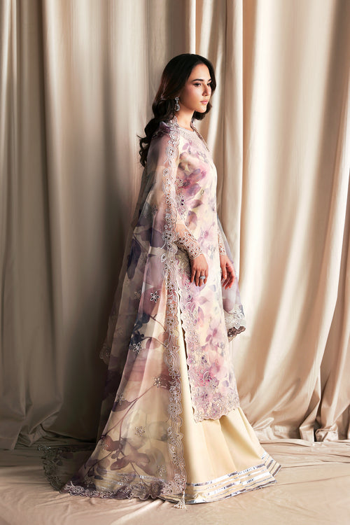 Zarif Siraya Printed Formal Unstitched 3Pc Organza Suit - GAJRA