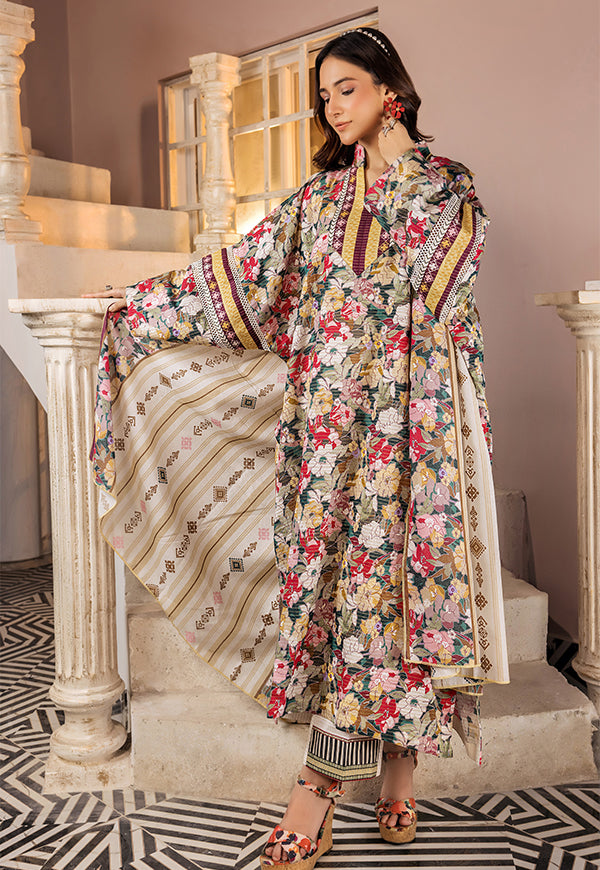 Goldie by Safwa Printed Khaddar Unstitched 3Pc Suit GLD-04