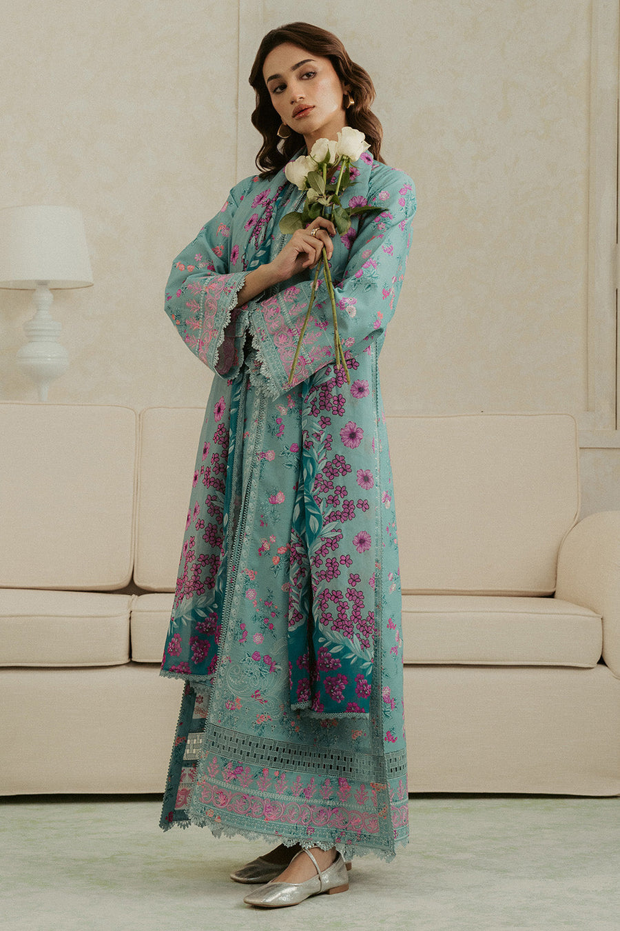 Ayzel Amore Embroidered Unstitched Lawn 3Pc Suit - GLEAM