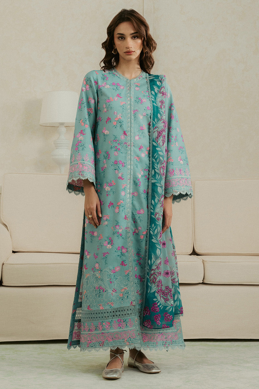 Ayzel Amore Embroidered Unstitched Lawn 3Pc Suit - GLEAM