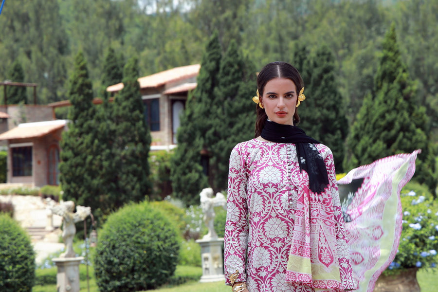 Feathers Premium Printed Lawn Unstitched 3Pc Suit GLOVIX-FT538