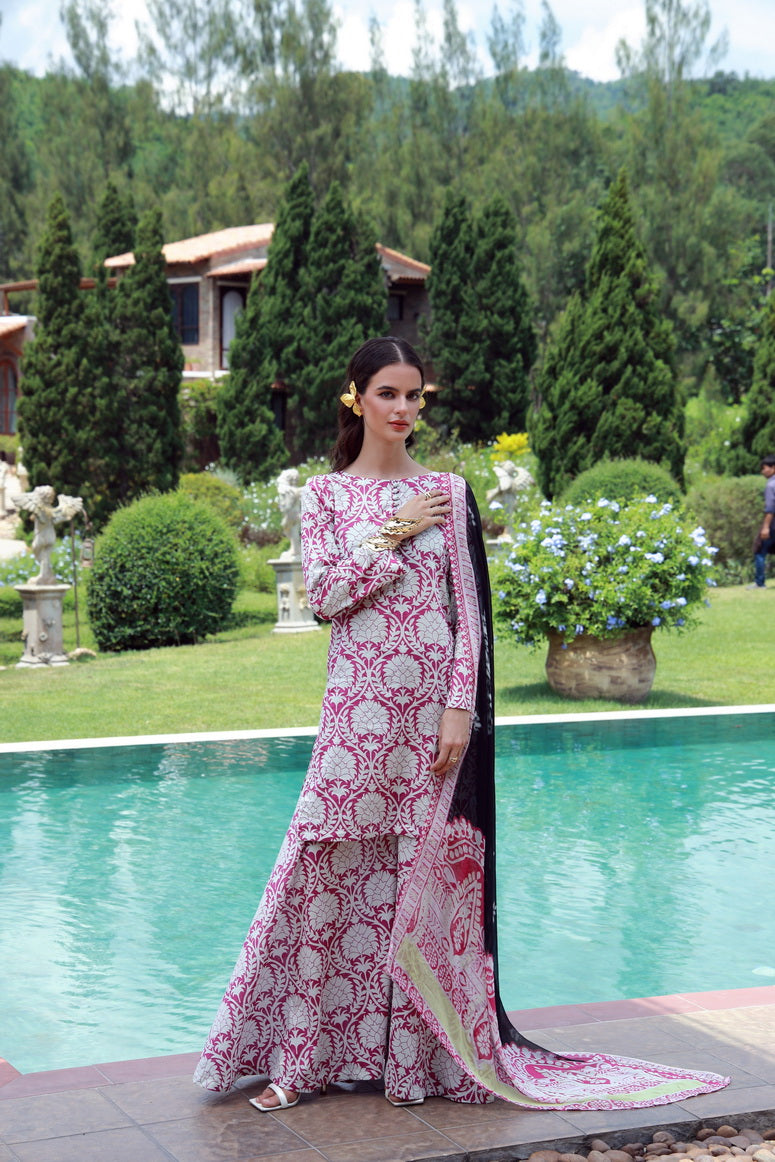 Feathers Premium Printed Lawn Unstitched 3Pc Suit GLOVIX-FT538