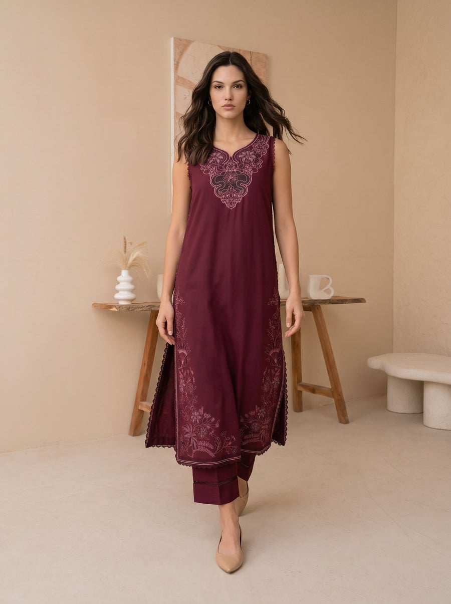 Viana by Sanam Saeed Embroidered Karandi Unstitched 3Pc Suit - GRACE