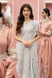 Cross Stitch Premium Embroidered Lawn Unstitched 3Pc Suit - GRAY FROST