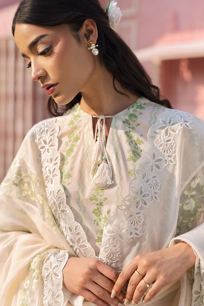 Cross Stitch Premium Embroidered Lawn Unstitched 3Pc Suit - GREEN TRELLIS