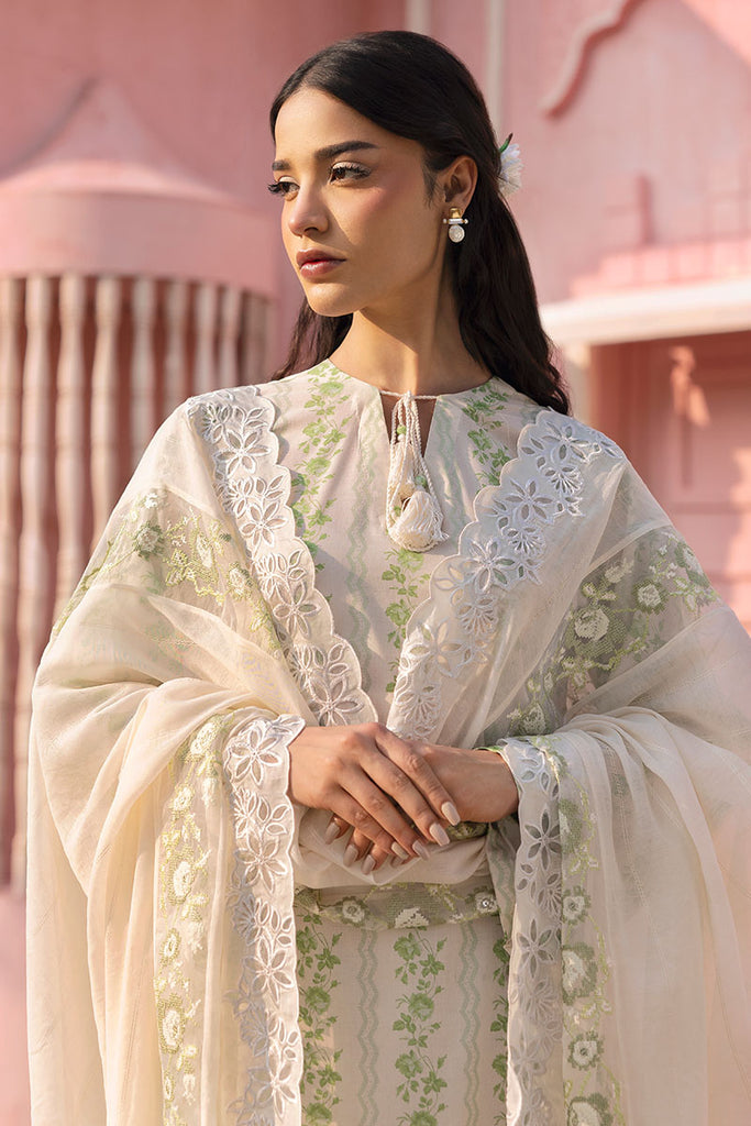 Cross Stitch Premium Embroidered Lawn Unstitched 3Pc Suit - GREEN TRELLIS