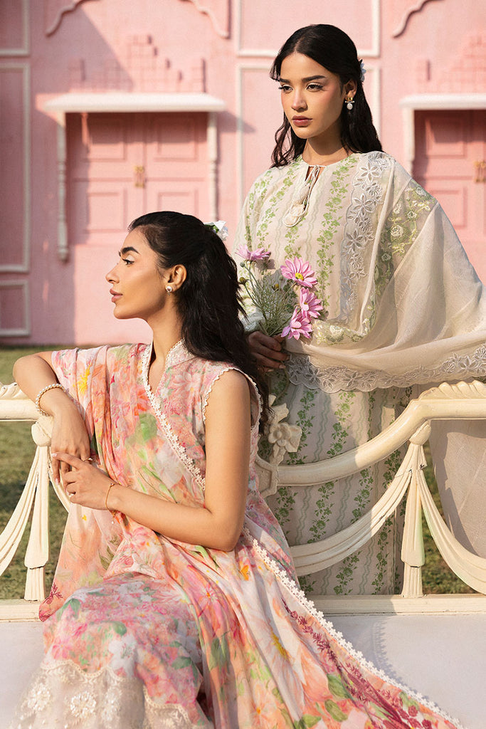 Cross Stitch Premium Embroidered Lawn Unstitched 3Pc Suit - GREEN TRELLIS