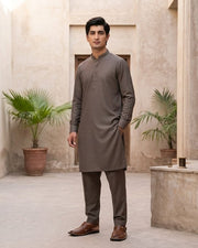 Sky Light by Fabrieco Men's Unstitched Soft Blended Suit - Grey