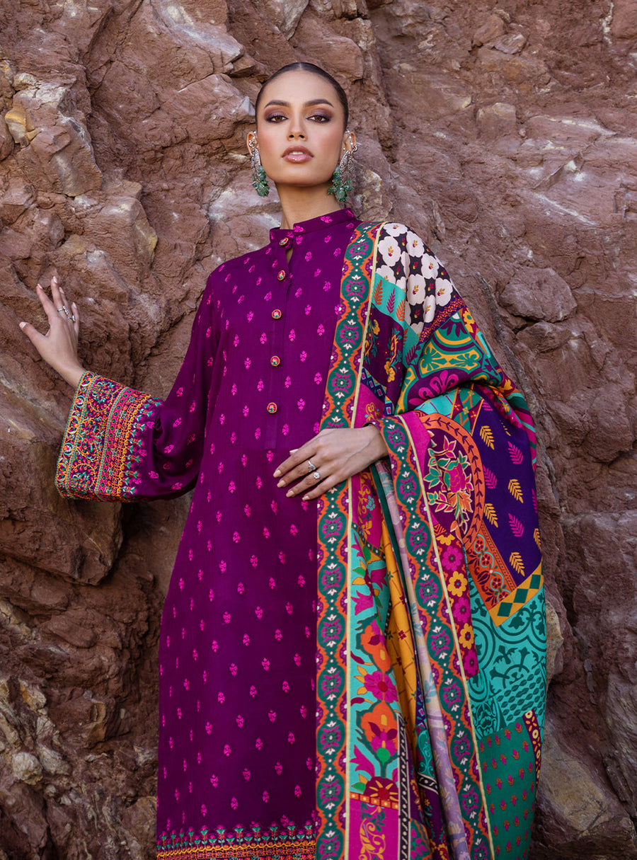 Zainab Chottani Embroidered Herringbone Unstitched 3Pc Suit D-10 Gul