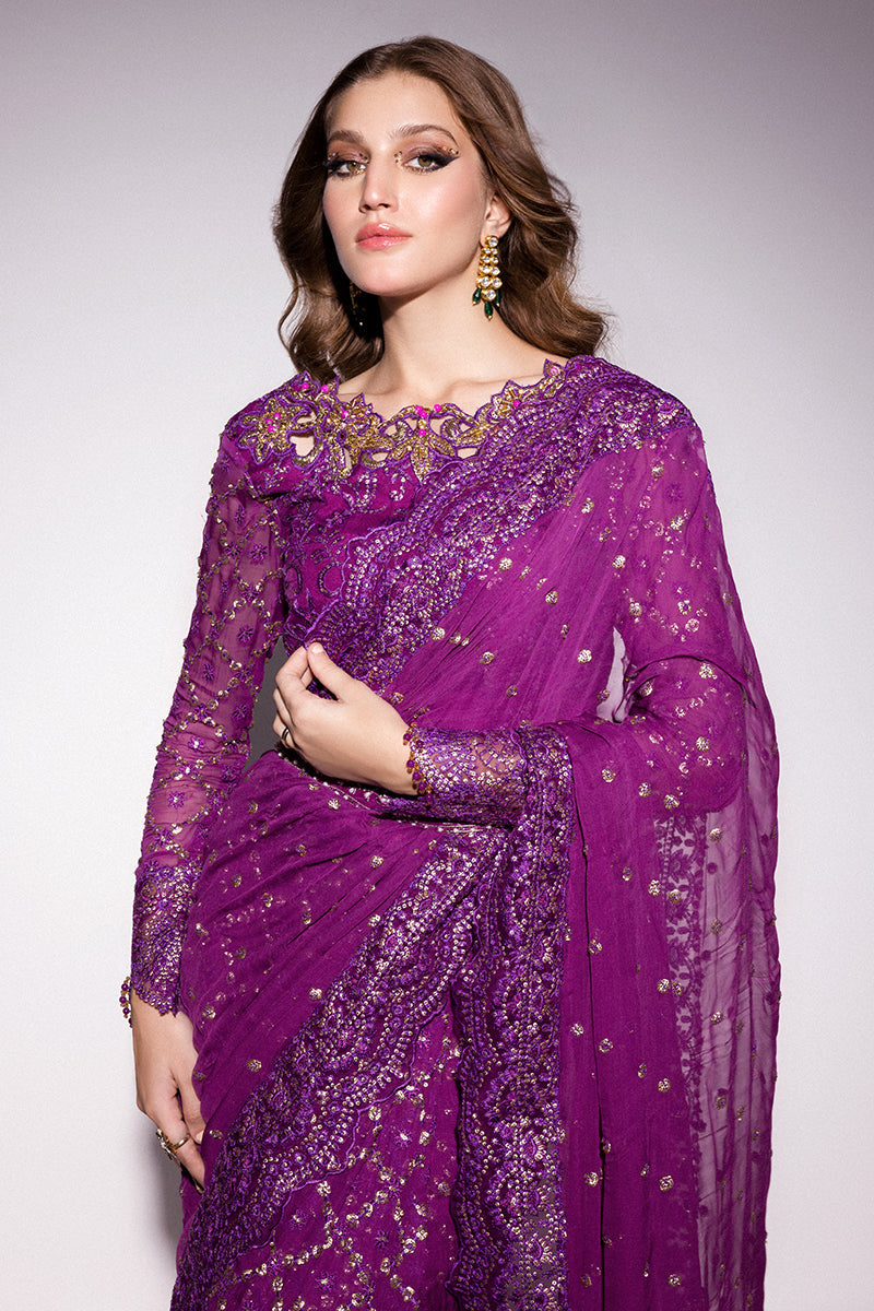 Best of Mushq Embroidered Chiffon Unstitched 3Pc Suit BOM-09 Gulaab