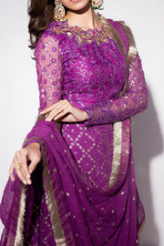 Best of Mushq Embroidered Chiffon Unstitched 3Pc Suit BOM-09 Gulaab