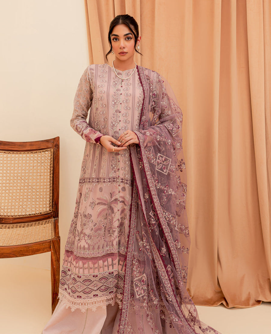 Xenia Formals Unstitched Luxury Embroidered Chiffon 3Pc Suit - GULFISHA