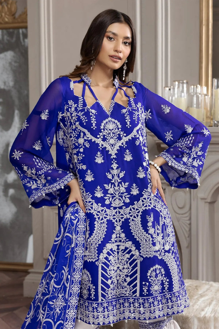 Alizeh Fashion Aqs-e-Dast Unstitched 3Pc Chiffon Suit D-09 Gulnaar