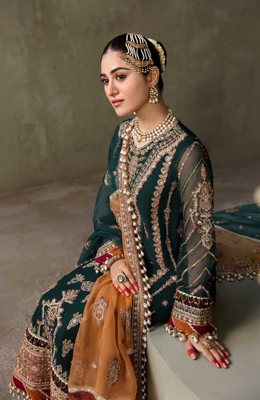 Zarin by Eleshia Unstitched Embroidered Chiffon 3Pc Suit - GUL RANG