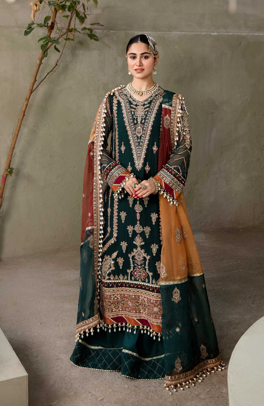 Zarin by Eleshia Unstitched Embroidered Chiffon 3Pc Suit - GUL RANG