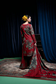 Feathers Digital Printed Dhanak Unstitched 3Pc Suit GULRUKH-FT419