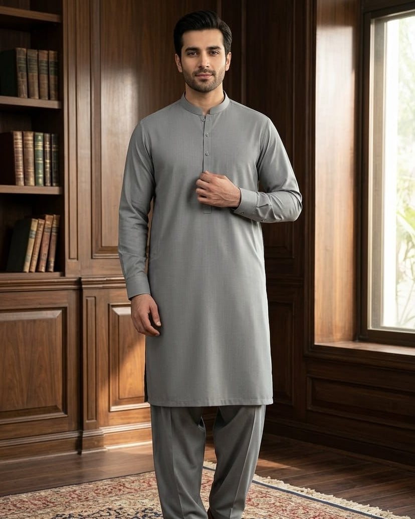 Imagination by Dynasty Fabrics Men's Unstitched Blended Suit - Gun Metal