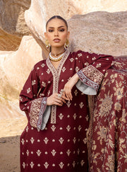 Zainab Chottani Embroidered Herringbone Unstitched 3Pc Suit D-07 Guzel