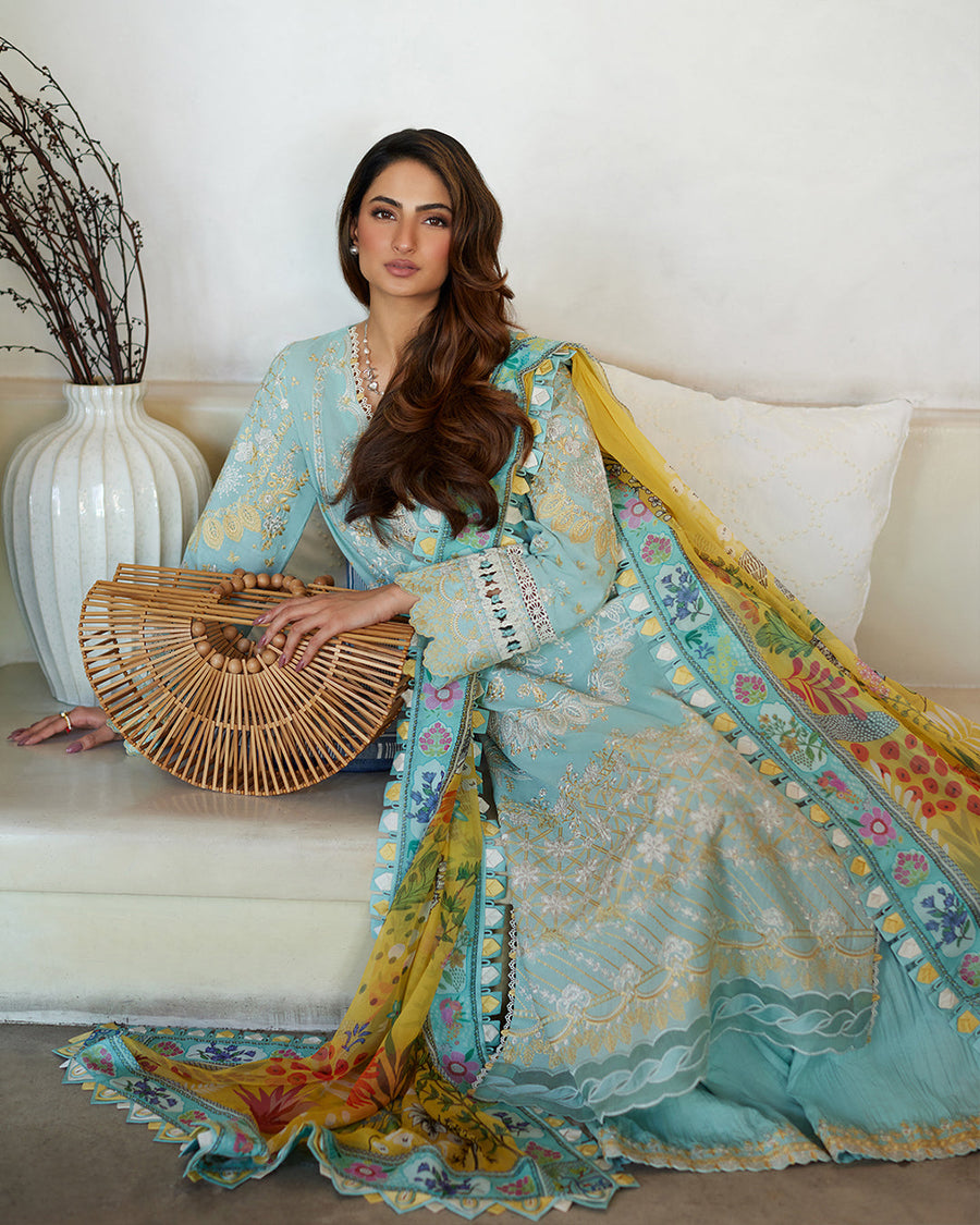 Liliana by Faiza Saqlain Embroidered Lawn Unstitched 3Pc Suit - Galina