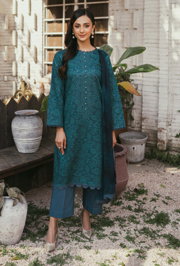 Gardenia Printkari by Humdum Embroidered Lawn Unstitched 3Pc Suit D-01
