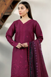 Farasha Summer Weaves Embroidered Lawn Unstitched 3Pc Suit - Garnet Passion
