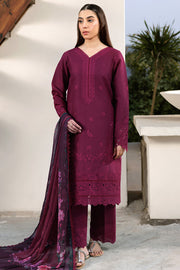 Farasha Summer Weaves Embroidered Lawn Unstitched 3Pc Suit - Garnet Passion