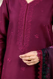 Farasha Summer Weaves Embroidered Lawn Unstitched 3Pc Suit - Garnet Passion