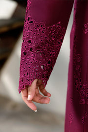 Farasha Summer Weaves Embroidered Lawn Unstitched 3Pc Suit - Garnet Passion