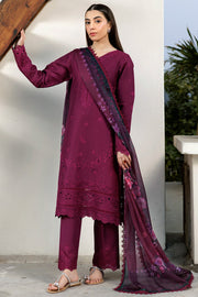 Farasha Summer Weaves Embroidered Lawn Unstitched 3Pc Suit - Garnet Passion