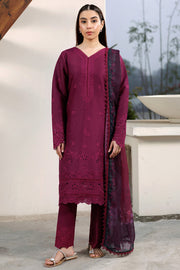 Farasha Summer Weaves Embroidered Lawn Unstitched 3Pc Suit - Garnet Passion