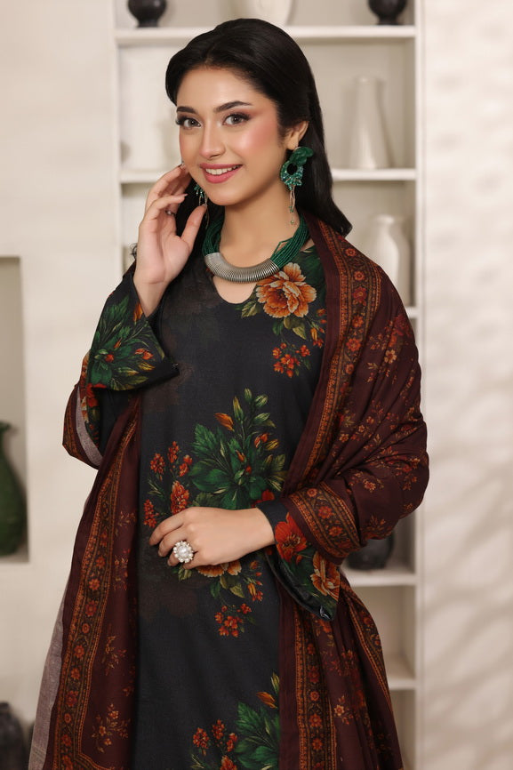 Feathers The Frost Digital Printed Dhanak Unstitched 3Pc Suit Genda Glow-FT793