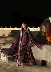 Hussain Rehar Massarat Embroidered Chiffon Unstitched 3Pc Suit - Ghazal