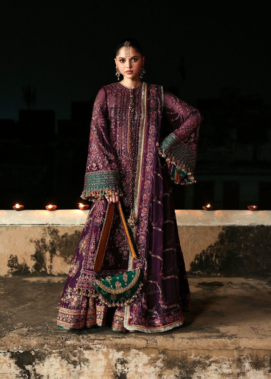 Hussain Rehar Massarat Embroidered Chiffon Unstitched 3Pc Suit - Ghazal