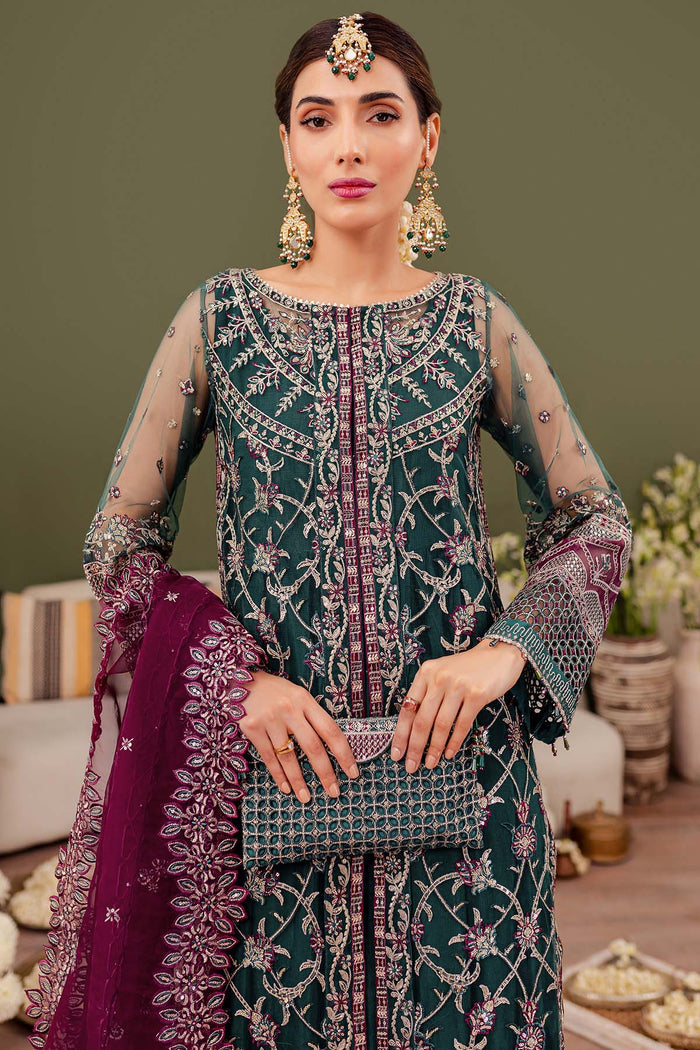 Farasha Luxury Formal Embroidered Net Unstitched 3Pc Suit - Gia
