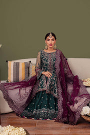 Farasha Luxury Formal Embroidered Net Unstitched 3Pc Suit - Gia